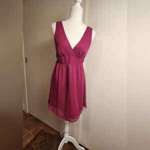 Forever 21 Magenta Fuschia V-Neck Sleeveless Mini Dress Large